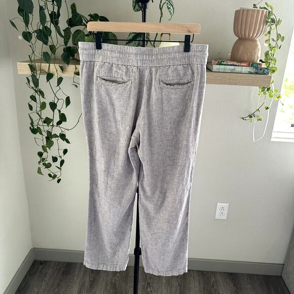 Ann Taylor Factory Women Linen Blend Ankle Pants M Gray Casual Comfy - Picture 2 of 9